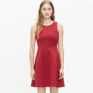 Madewell Adore Sleeveless Fit and Flare Dress Brick Burgundy Dark Red sz 0